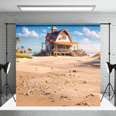 Lofaris Natural Sandy Beach House Summer Photography Backdrop